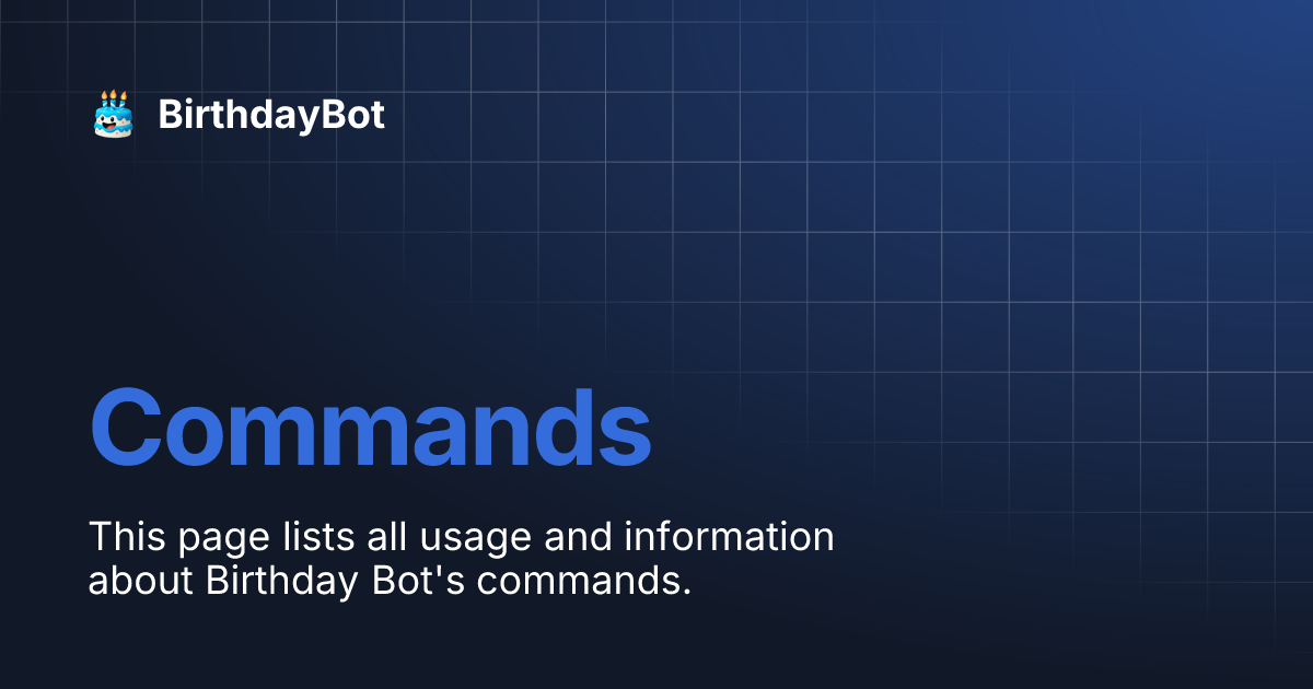 Commands | BirthdayBot